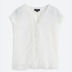FORTUNE + IVY Arabelle Button Down Blouse Off-White, Size Large